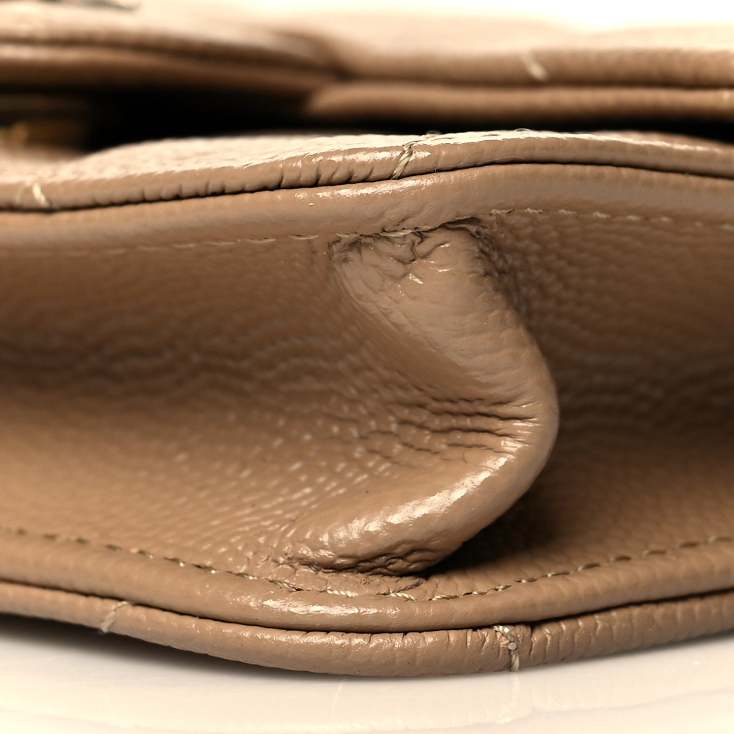 Caviar Quilted Mini Chain Bag Dark Beige