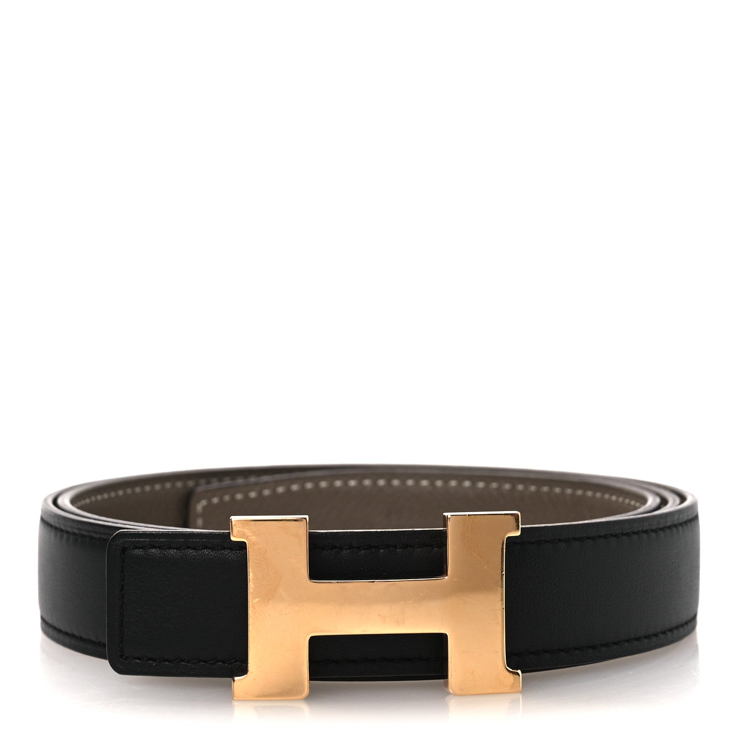 Hermes Swift Epsom 24mm Mini Constance H 85 34 Belt Black Etoupe 1 of 7