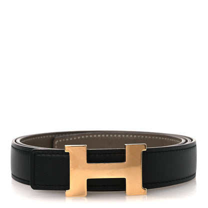 Hermes Swift Epsom 24mm Mini Constance H 85 34 Belt Black Etoupe 1 of 7