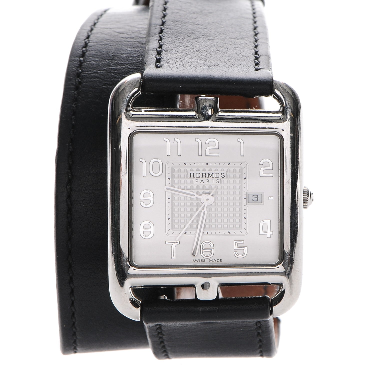 Hermes Stainless Steel Barenia 29mm Cape Cod Double Tour Quartz Watch Noir 1 of 7