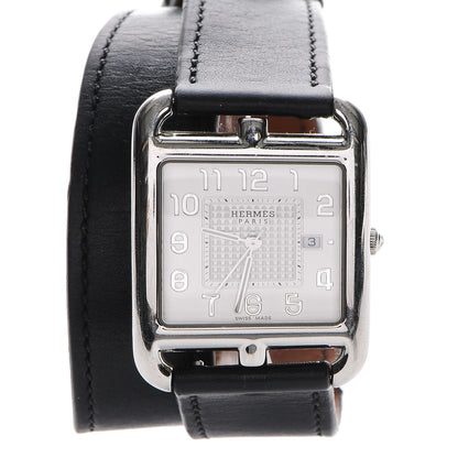 Hermes Stainless Steel Barenia 29mm Cape Cod Double Tour Quartz Watch Noir 1 of 7