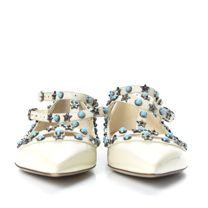 Valentino Garavani Patent Rockstud Rolling Cage Ballerina Flats 39 Ivory 3 of 9