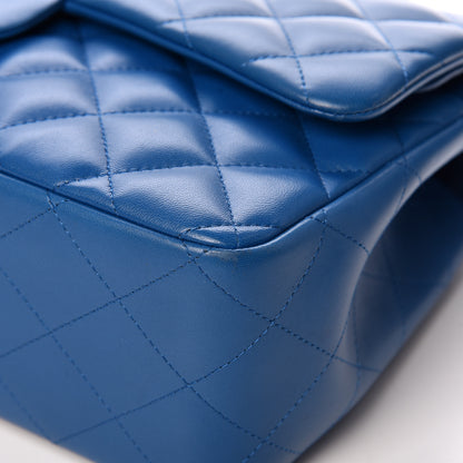 Chanel Lambskin Quilted Jumbo Double Flap Blue 11 of 13