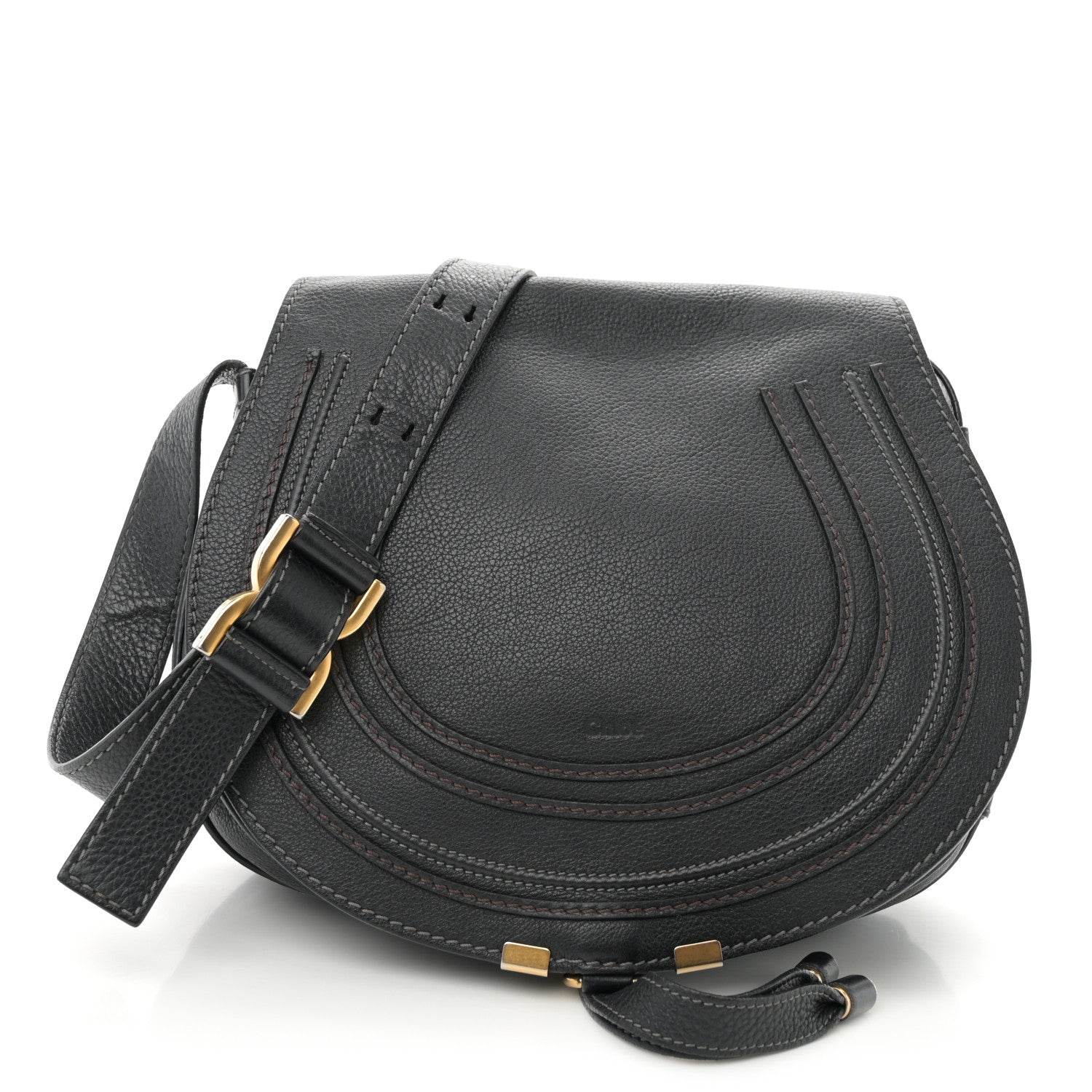 Chloe Calfskin Medium Marcie Round Crossbody Bag Black 1 of 10