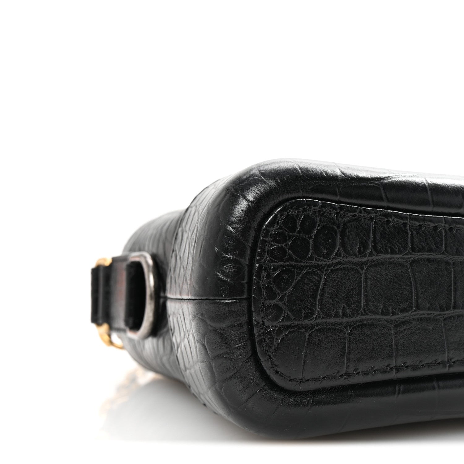 Chanel Calfskin Crocodile Embossed Small Gabrielle Cocodile Hobo Black 8 of 10