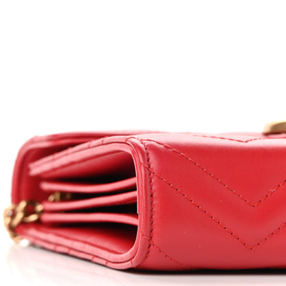 Gucci Calfskin Matelasse GG Marmont Chain Wallet Hibiscus Red 9 of 10