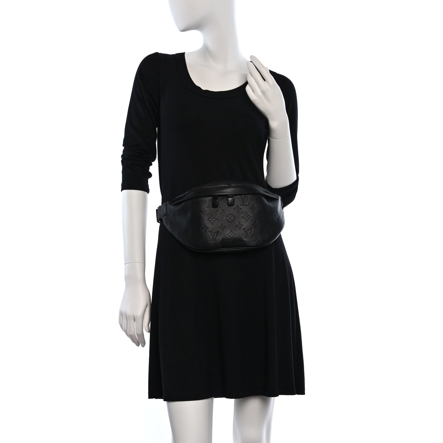 Louis Vuitton Calfskin Monogram Shadow Discovery Bumbag Black 3 of 8