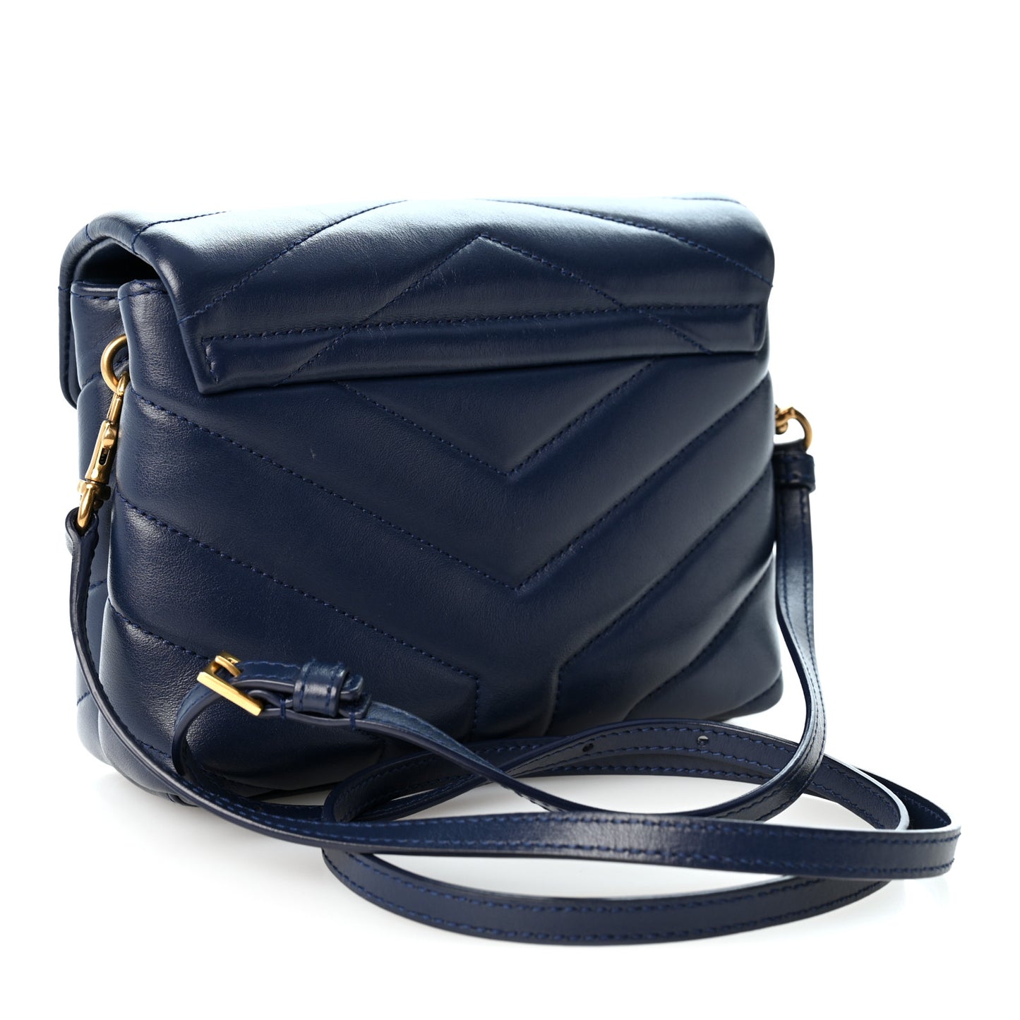 Calfskin Y Quilted Monogram Toy Loulou Crossbody Bag Blue Charron