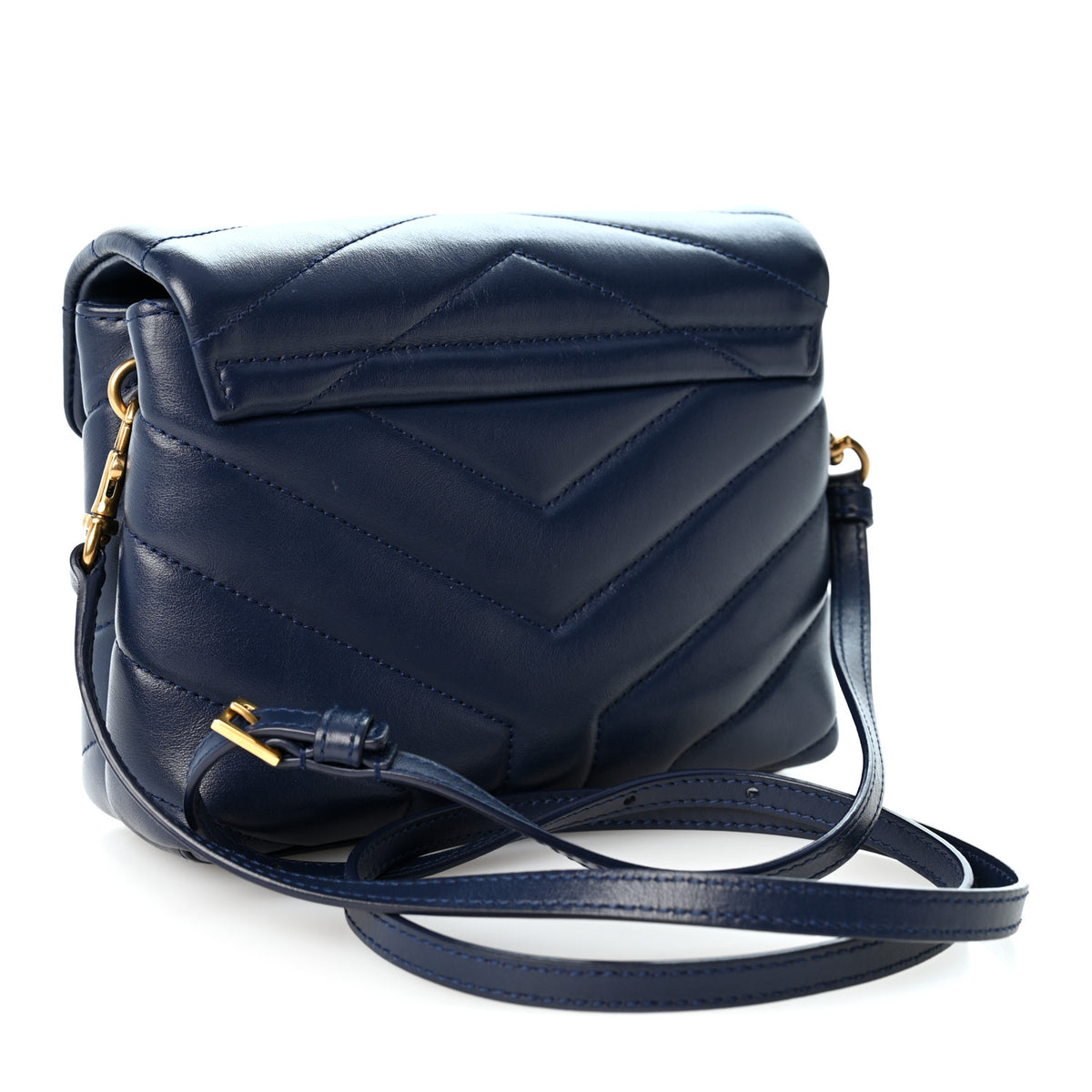 Saint Laurent Calfskin Y Quilted Monogram Toy Loulou Crossbody Bag Blue Charron 3 of 9