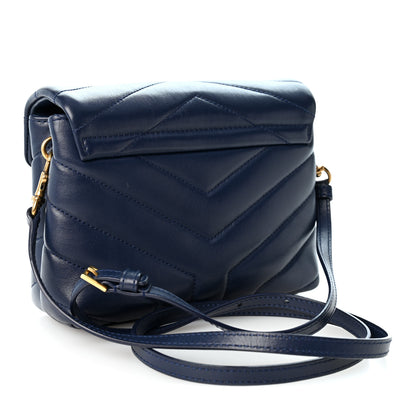 Saint Laurent Calfskin Y Quilted Monogram Toy Loulou Crossbody Bag Blue Charron 3 of 9