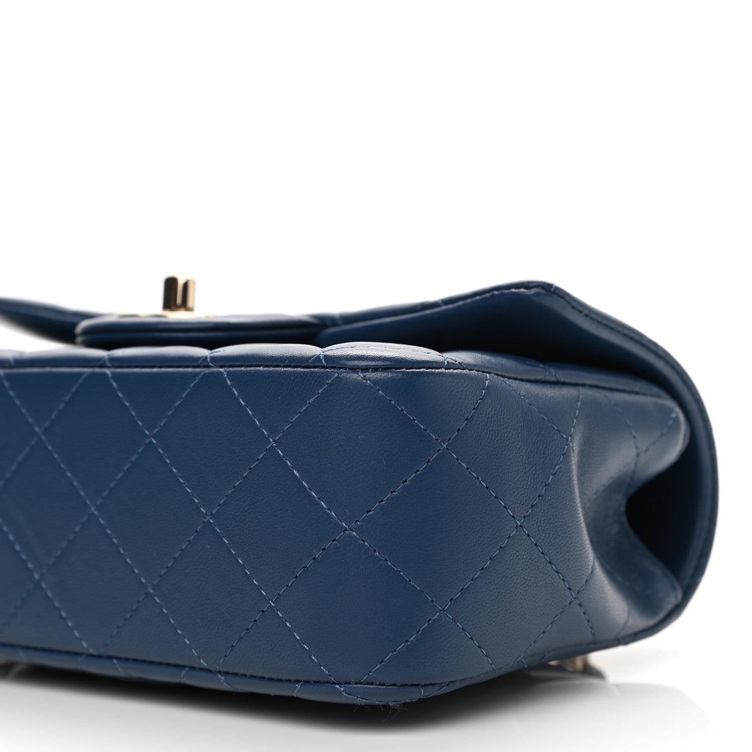 Chanel Lambskin Quilted Mini Top Handle Rectangular Flap Dark Blue 10 of 11