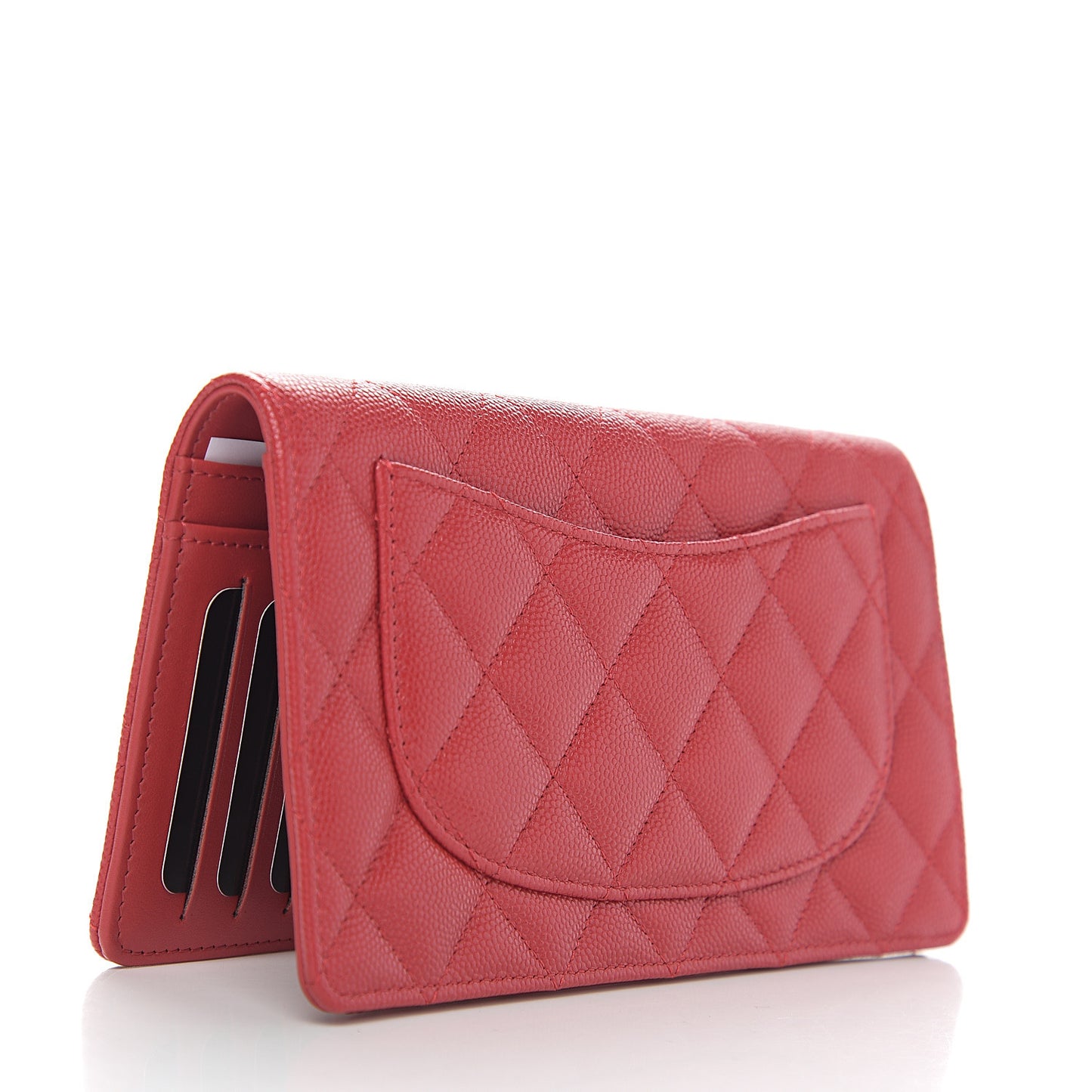 Caviar Quilted Yen Wallet Dark Red