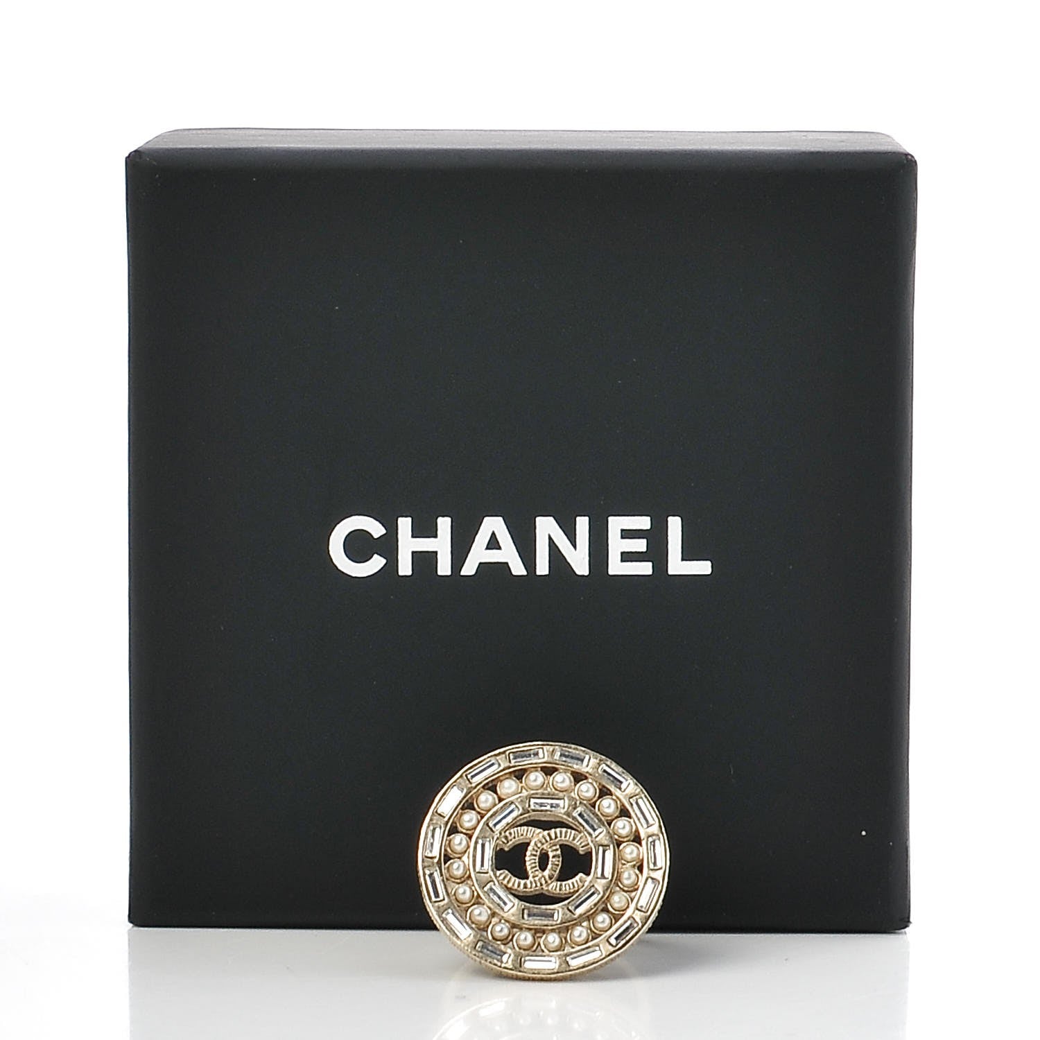 Chanel Crystal Pearl CC Ring 6.25 Gold 5 of 5