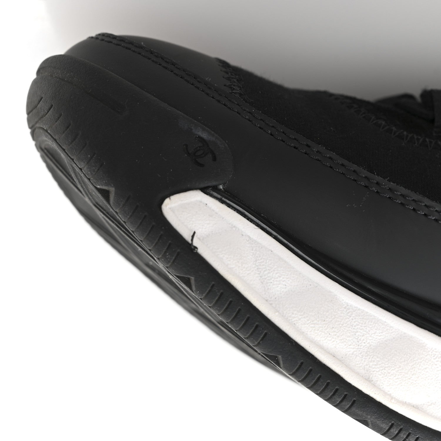 Chanel Velvet Calfskin Mixed Fibers CC Sneakers 38 Black 9 of 9