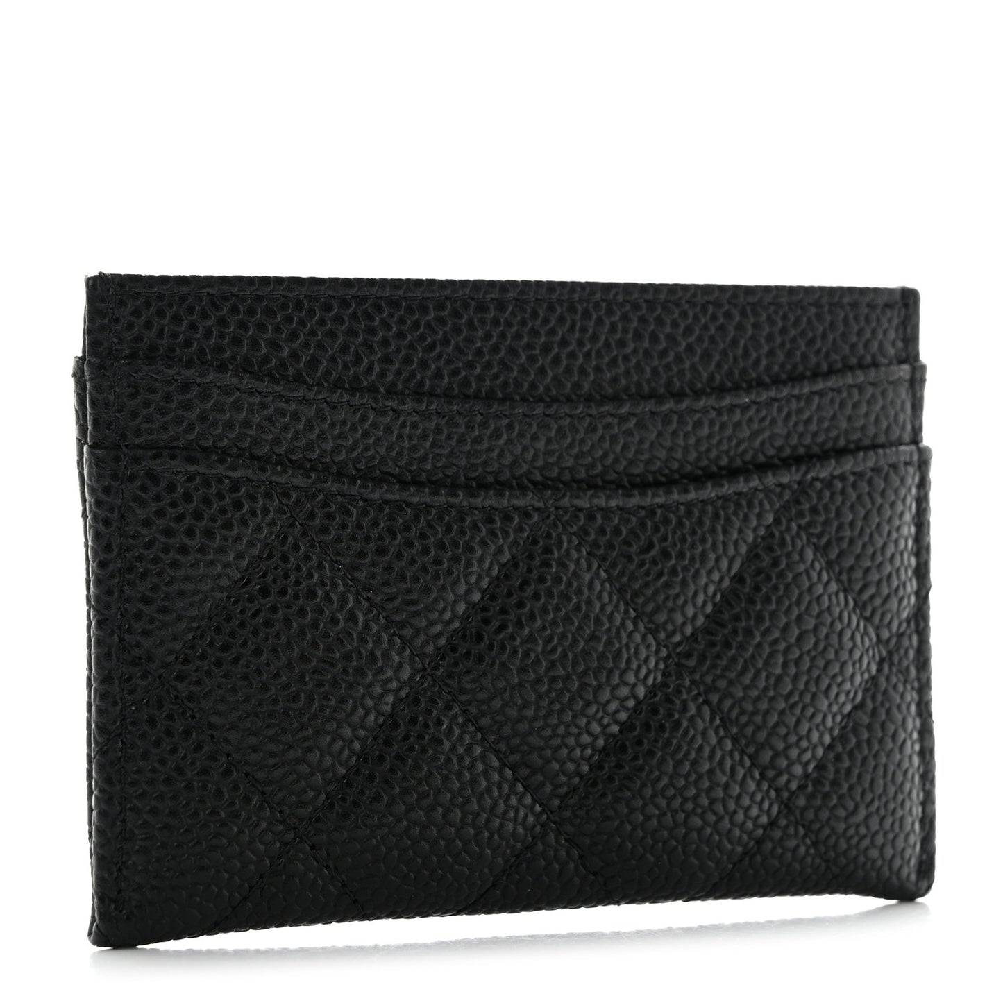 Caviar Quilted Card Holder Black