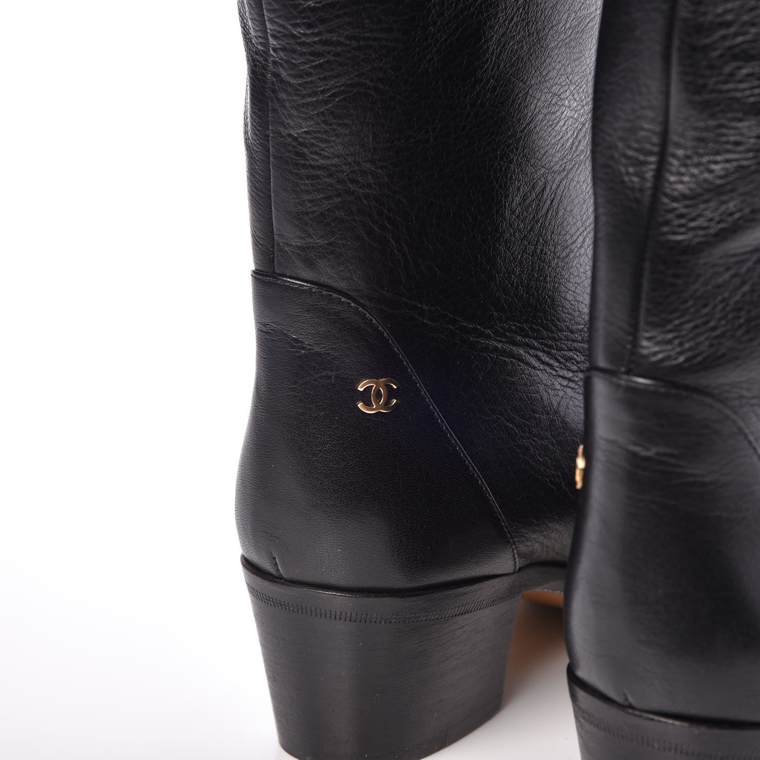 Chanel Calfskin Tall Boots 38.5 Black 9 of 12