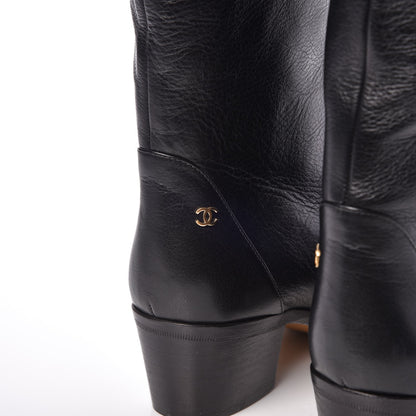 Chanel Calfskin Tall Boots 38.5 Black 9 of 12