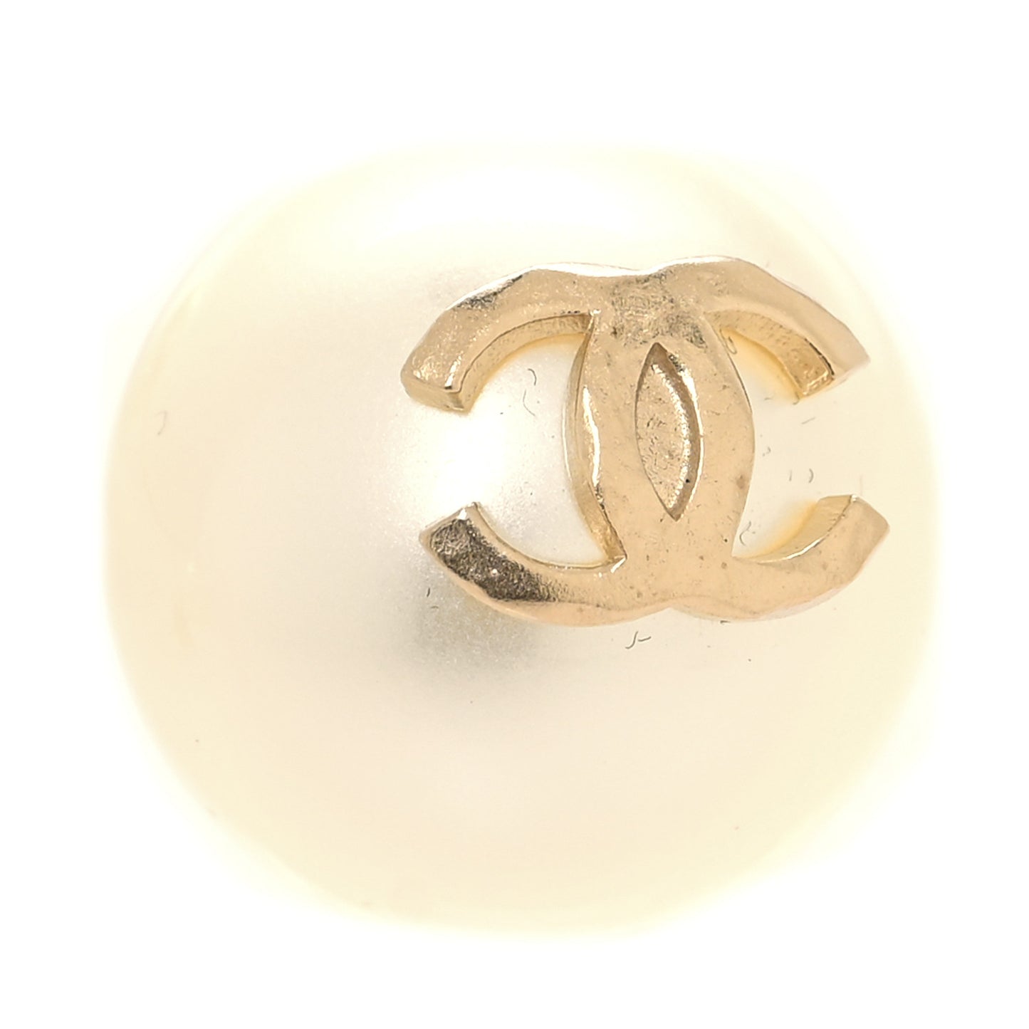 Pearl CC Chain Drop Earrings Gold