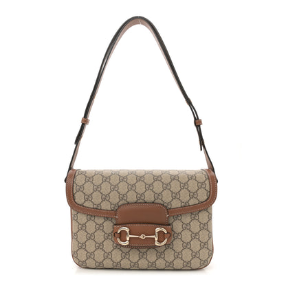 Gucci GG Supreme Monogram Horsebit 1955 Soft Small Shoulder Bag Beige Brown 1 of 11