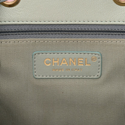 Chanel Goatskin Quilted Duma Drawstring Backpack Green Blue Pink 6 of 14