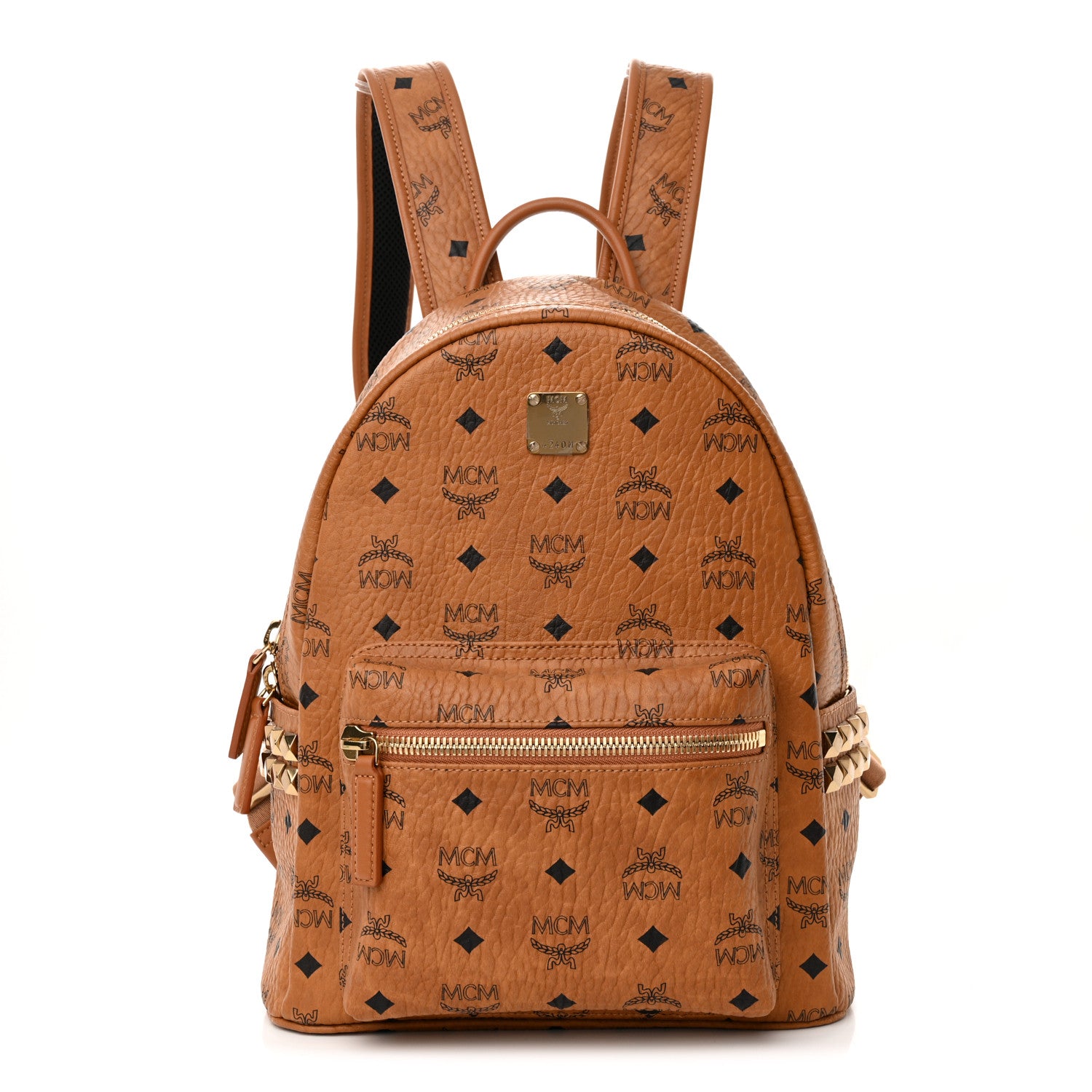 MCM Visetos Small Side Stud Stark Backpack Cognac 1 of 9