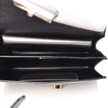 Prada Metallic Saffiano Lux Sound Crossbody Bag Cromo 7 of 9