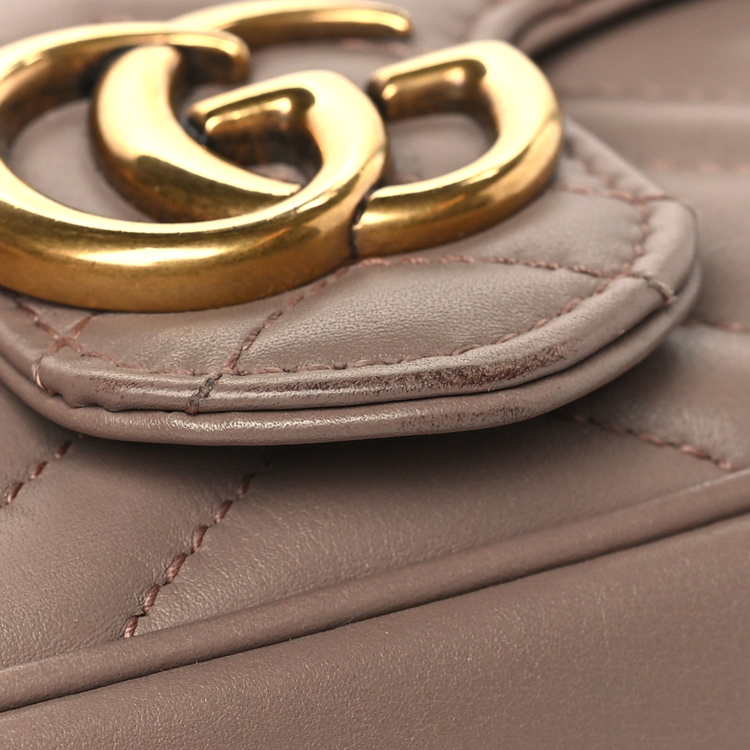 Gucci Calfskin Matelasse Super Mini GG Marmont Shoulder Bag Porcelain Rose 10 of 11