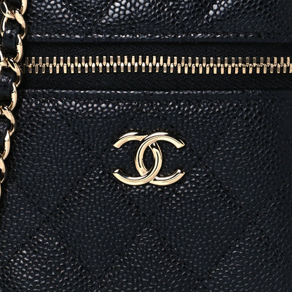 Chanel Caviar Quilted Small Handle With Care Vanity Case With Chain Black 3 of 13