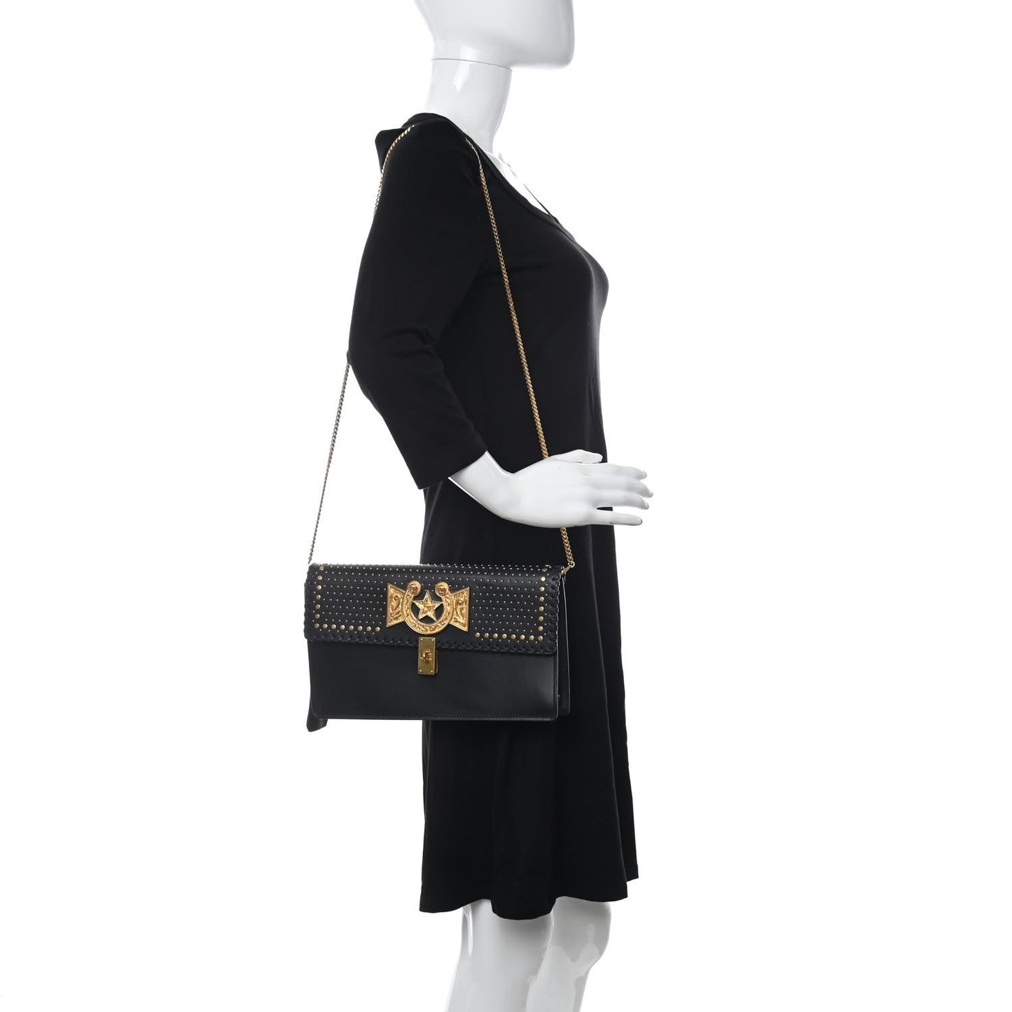 Nappa Whipstitch Icon Western Chain Shoulder Bag Black
