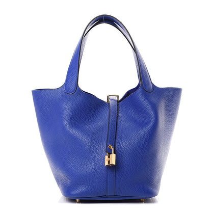 Hermes Taurillon Clemence Picotin Lock 22 MM Bleu Electrique 1 of 12