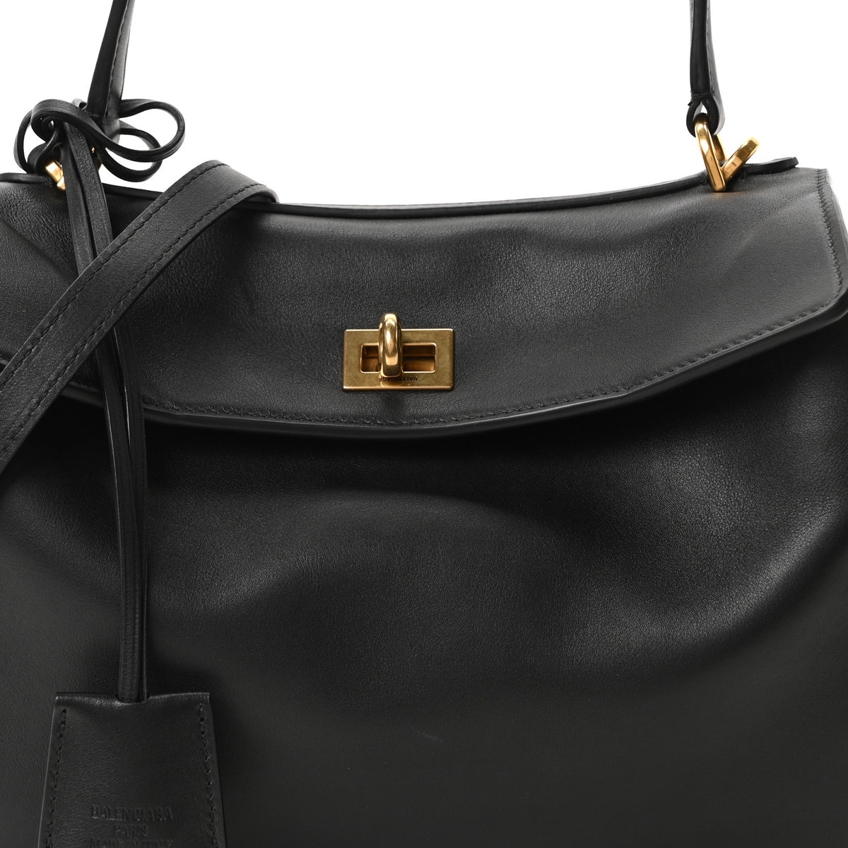 Balenciaga Natural Smooth Calfskin Small Rodeo Top Handle Handbag Black 8 of 10