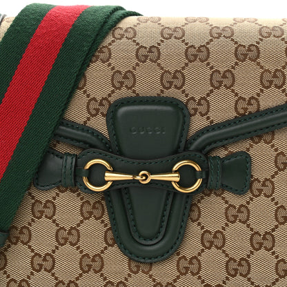 Gucci Monogram Calfskin Medium Lady Web Shoulder Bag Beige Green 7 of 10