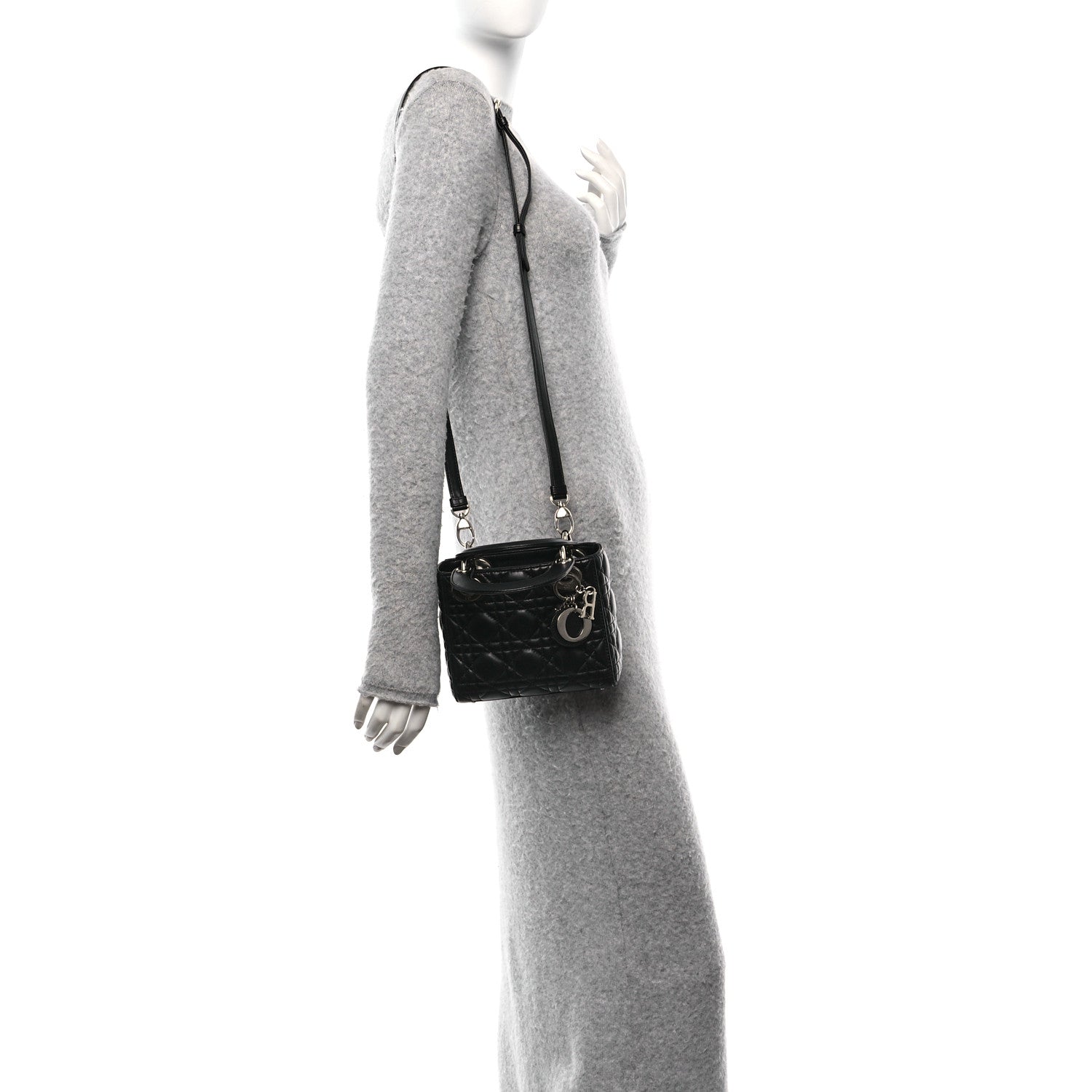Christian Dior Lambskin Cannage Mini Lady Dior Black 2 of 9
