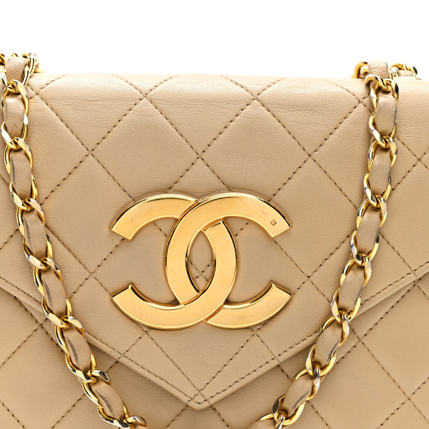 Chanel Lambskin Quilted Envelope Flap Beige 8 of 10