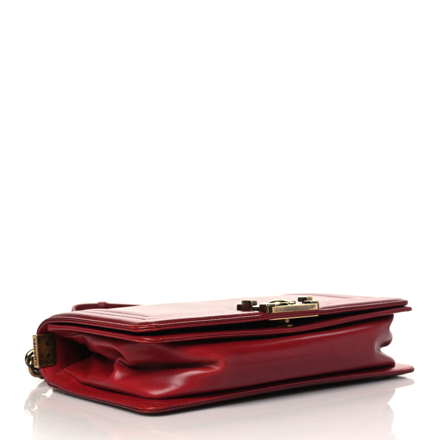 Glazed Calfskin Medium Boy Flap Red