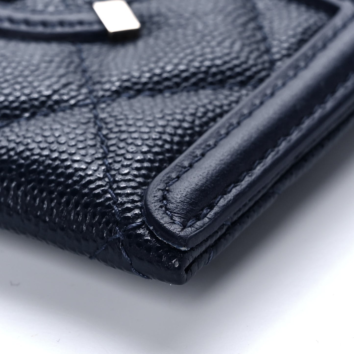 Caviar Quilted Filigree Card Holder Navy Blue