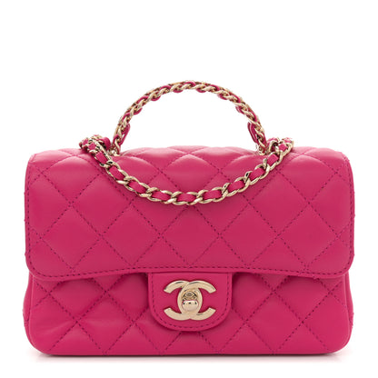 Chanel Lambskin Quilted Mini Crystal Top Handle Rectangular Flap Dark Pink 1 of 11