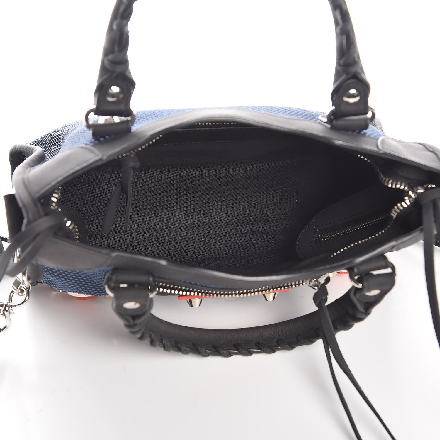 Balenciaga Mesh Arena Classic Silver Hardware Mini City Black Navy Orange 6 of 8