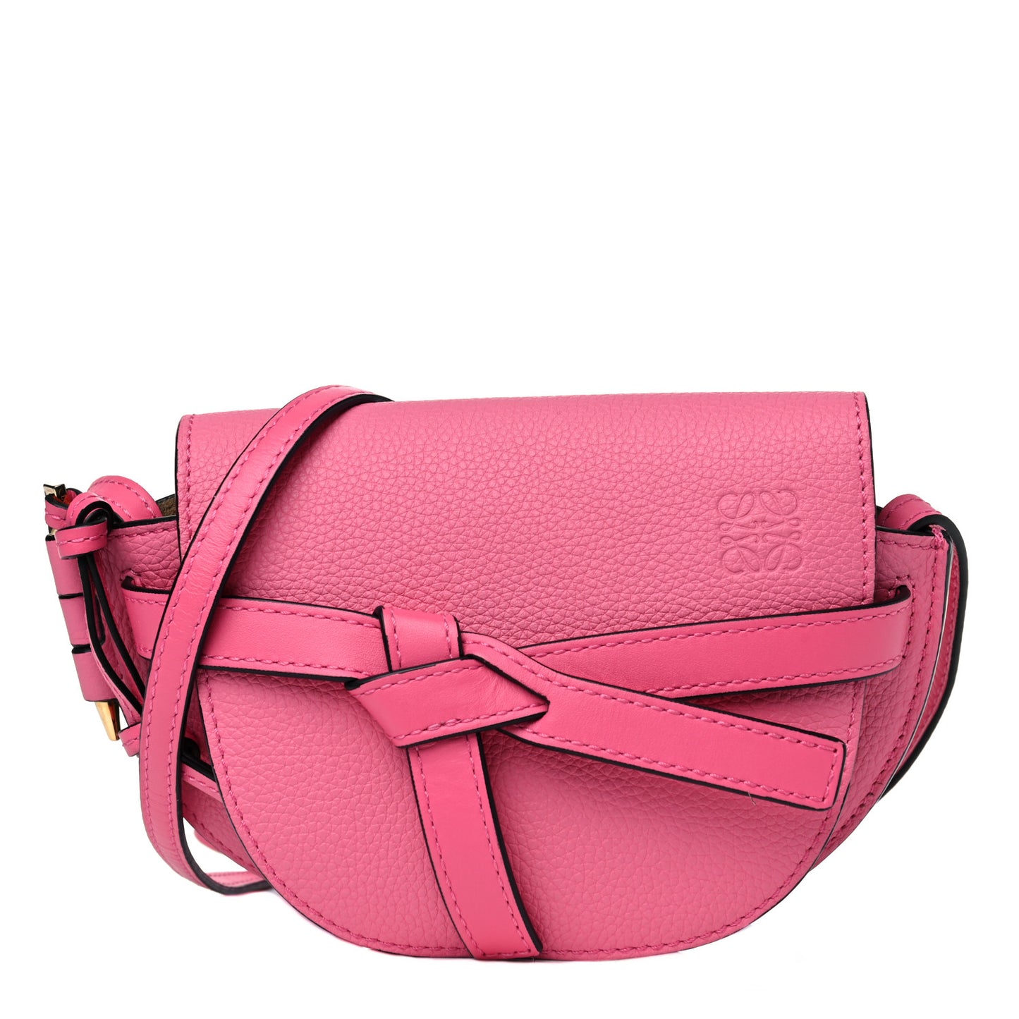 Grained Calfskin Mini Gate Crossbody Bag Wild Rose