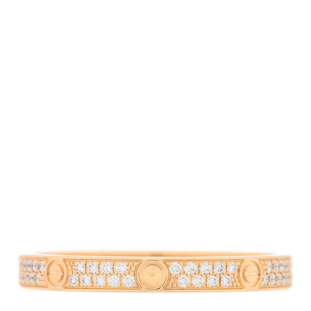 Cartier 18K Yellow Gold Diamond 2.6mm LOVE Paved Band Ring 55 7.25 1 of 4
