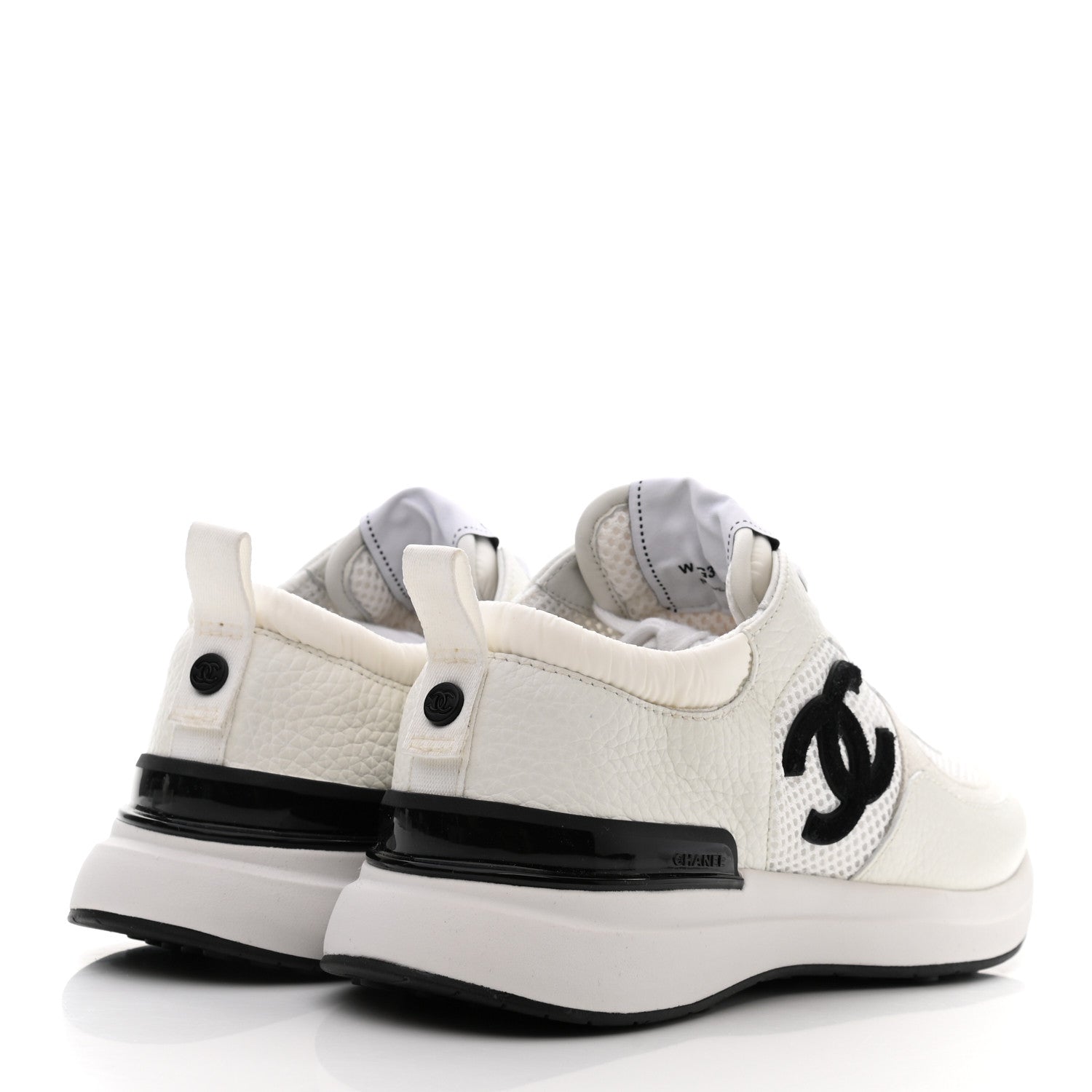 Chanel Calfskin Mesh Lycra Suede Womens Logo Sneakers 38 White 4 of 8