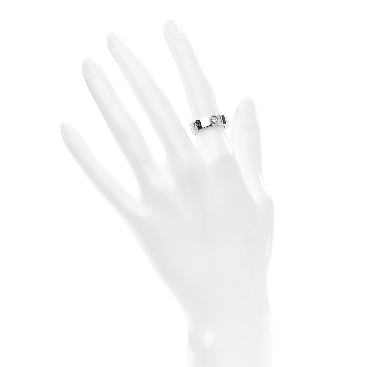 Cartier 18K White Gold 3 Diamond 5.5mm LOVE Ring 49 4.75 2 of 5