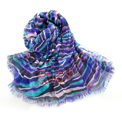 Louis Vuitton Cashmere Silk Zebra Stole Blue Lagoon 3 of 5