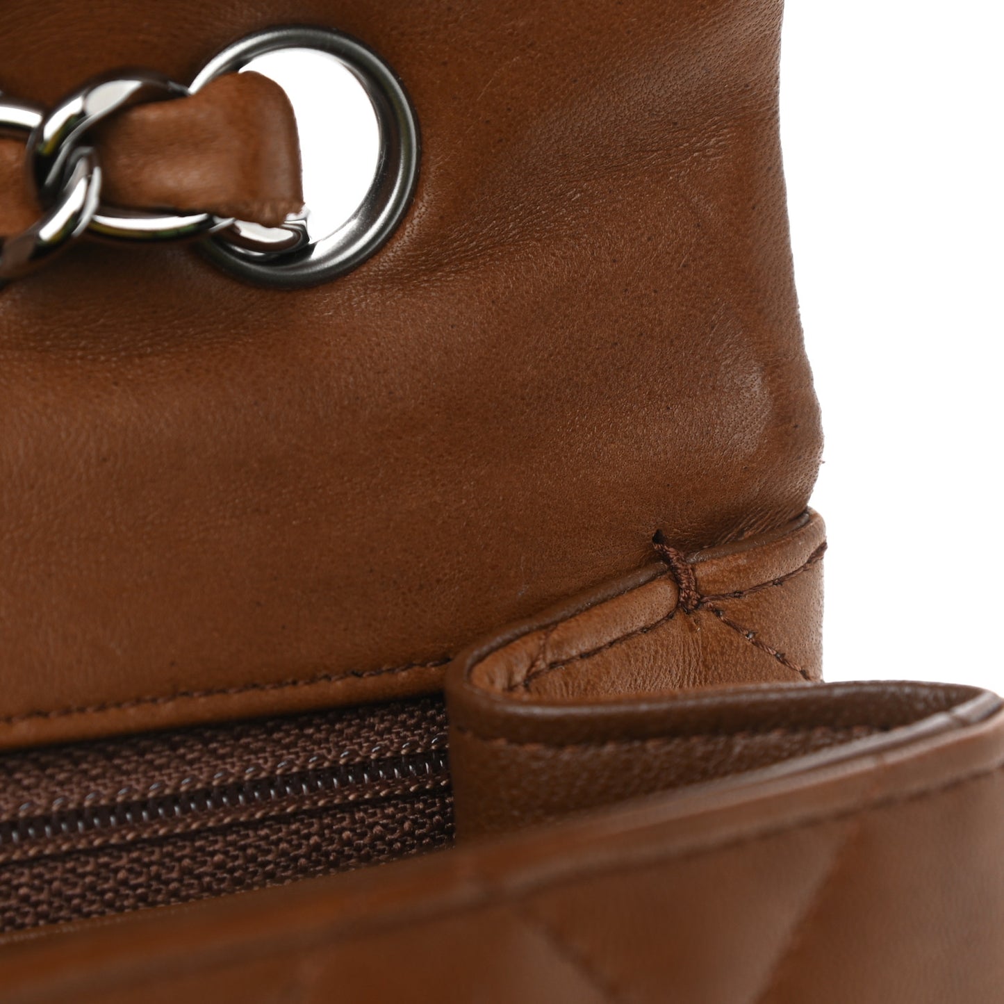 Lambskin Quilted Jumbo Single Flap Dark Brown