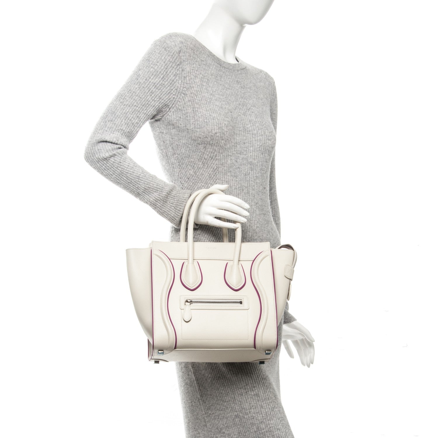Celine Smooth Calfskin Micro Luggage White Magenta 2 of 6
