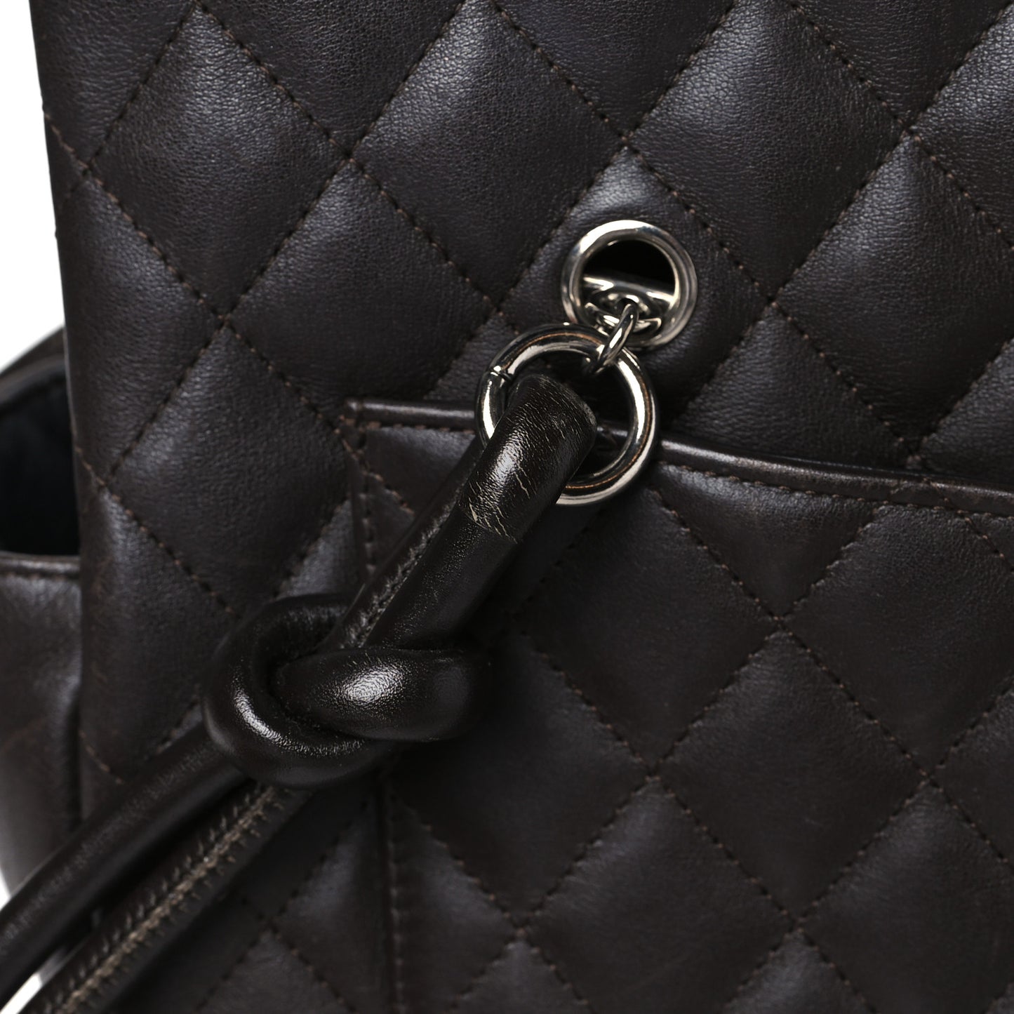 Calfskin Quilted Large Cambon Flap Brown Beige