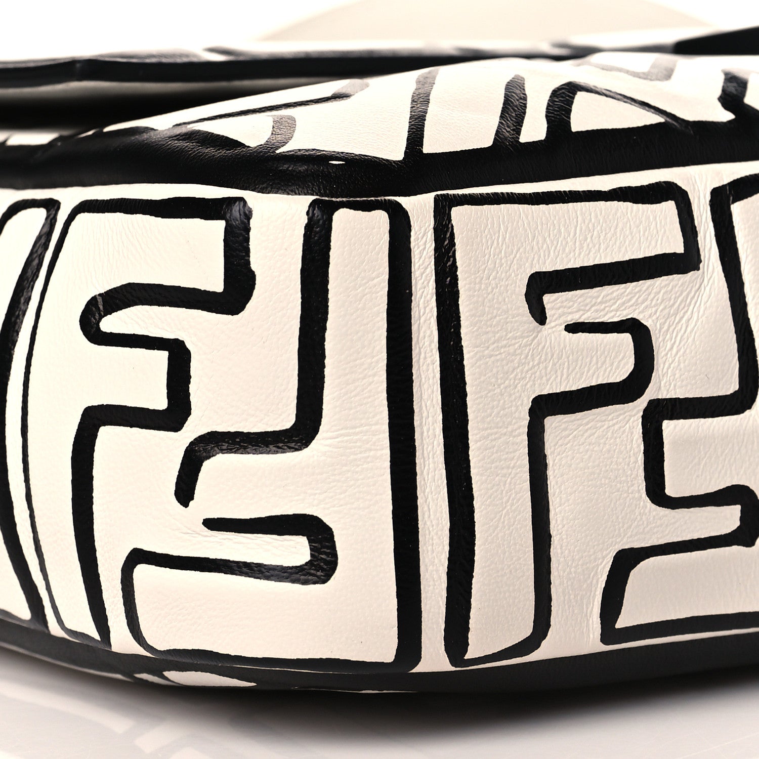 Fendi X JOSHUA VIDES Nappa FF Embossed Baguette White Black 8 of 9