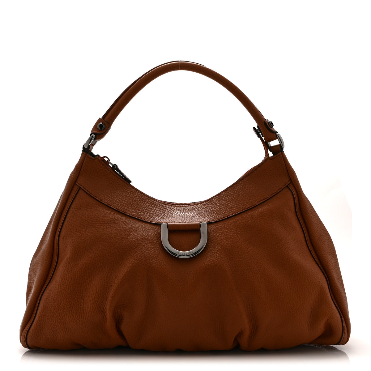 Gucci Calfskin Large D Gold Ring Hobo Brown 1 of 11