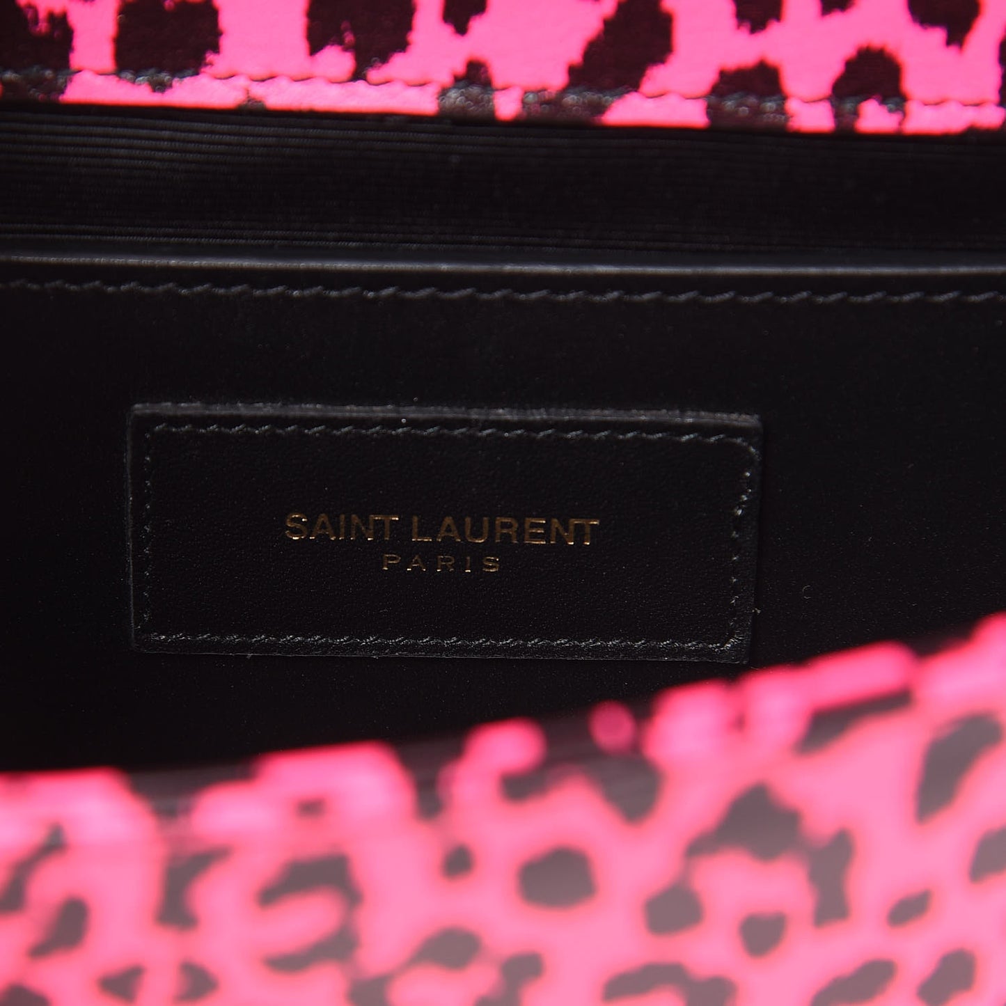 Calfskin Leopard Small Monogram Kate Satchel Pink Black
