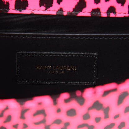 Saint Laurent Calfskin Leopard Small Monogram Kate Satchel Pink Black 6 of 9